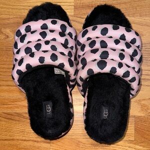 UGG Pink and Black Animal Print Slippers